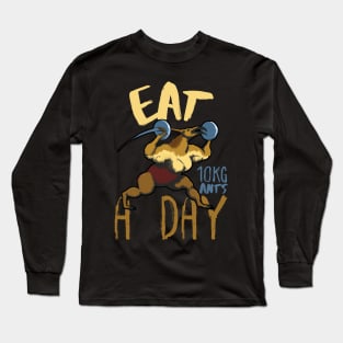 Eat 10KG Ants A Day,  Funny Surreal Anteater Weightlifting Long Sleeve T-Shirt